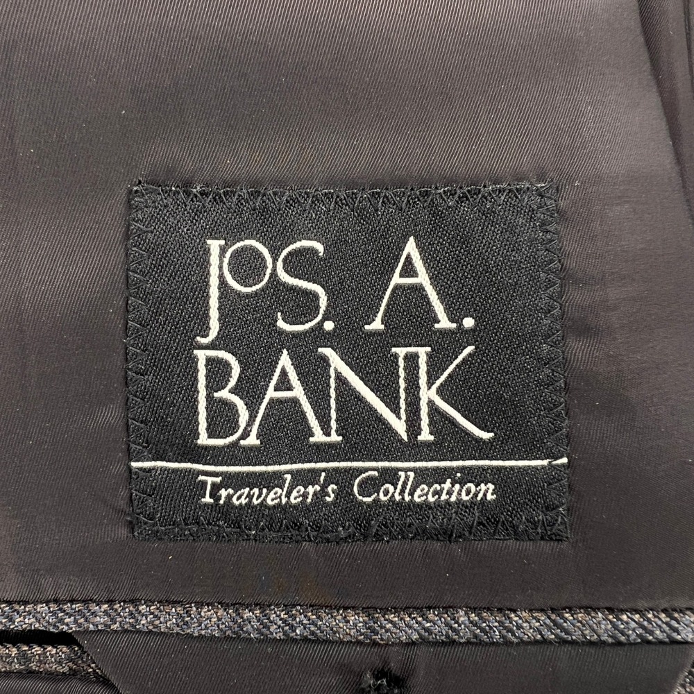 Jos‎ A Bank Wool Sport Coat Windowpane Plaid Blazer Men 46R Brown Tailored Ivy - Picture 11 of 12